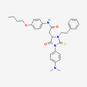 molecular formula C31H36N4O3S B4340440 N-(4-BUTOXYPHENYL)-2-{1-[4-(DIMETHYLAMINO)PHENYL]-5-OXO-3-PHENETHYL-2-THIOXO-4-IMIDAZOLIDINYL}ACETAMIDE 