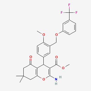 methyl 2-amino-4-(4-methoxy-3-{[3-(trifluoromethyl)phenoxy]methyl}phenyl)-7,7-dimethyl-5-oxo-5,6,7,8-tetrahydro-4H-chromene-3-carboxylate