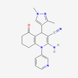 molecular formula C20H20N6O B4340513 2-AMINO-4-(1,3-DIMETHYL-1H-PYRAZOL-4-YL)-5-OXO-1-(3-PYRIDYL)-1,4,5,6,7,8-HEXAHYDRO-3-QUINOLINECARBONITRILE 