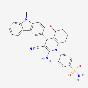 molecular formula C29H25N5O3S B4340515 4-[2-amino-3-cyano-4-(9-methyl-9H-carbazol-3-yl)-5-oxo-5,6,7,8-tetrahydro-1(4H)-quinolinyl]benzenesulfonamide 