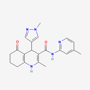 molecular formula C21H23N5O2 B4340569 2-METHYL-4-(1-METHYL-1H-PYRAZOL-4-YL)-N~3~-(4-METHYL-2-PYRIDYL)-5-OXO-1,4,5,6,7,8-HEXAHYDRO-3-QUINOLINECARBOXAMIDE 