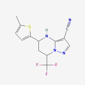 molecular formula C13H11F3N4S B4340573 5-(5-methyl-2-thienyl)-7-(trifluoromethyl)-4,5,6,7-tetrahydropyrazolo[1,5-a]pyrimidine-3-carbonitrile 