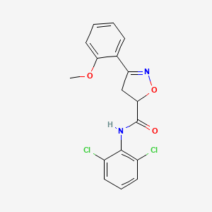 molecular formula C17H14Cl2N2O3 B4340636 N-(2,6-dichlorophenyl)-3-(2-methoxyphenyl)-4,5-dihydro-5-isoxazolecarboxamide 