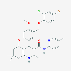 4-{3-[(4-bromo-2-chlorophenoxy)methyl]-4-methoxyphenyl}-2,7,7-trimethyl-N-(5-methyl-2-pyridinyl)-5-oxo-1,4,5,6,7,8-hexahydro-3-quinolinecarboxamide