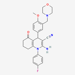 molecular formula C28H29FN4O3 B4340664 2-AMINO-1-(4-FLUOROPHENYL)-4-[4-METHOXY-3-(MORPHOLINOMETHYL)PHENYL]-5-OXO-1,4,5,6,7,8-HEXAHYDRO-3-QUINOLINECARBONITRILE 