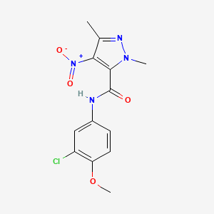 molecular formula C13H13ClN4O4 B4340733 N-(3-chloro-4-methoxyphenyl)-1,3-dimethyl-4-nitro-1H-pyrazole-5-carboxamide 