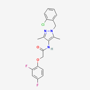 molecular formula C20H18ClF2N3O2 B4340823 N~1~-[1-(2-CHLOROBENZYL)-3,5-DIMETHYL-1H-PYRAZOL-4-YL]-2-(2,4-DIFLUOROPHENOXY)ACETAMIDE 