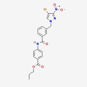 molecular formula C21H19BrN4O5 B4340835 propyl 4-({3-[(4-bromo-3-nitro-1H-pyrazol-1-yl)methyl]benzoyl}amino)benzoate 