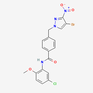 molecular formula C18H14BrClN4O4 B4340848 4-[(4-bromo-3-nitro-1H-pyrazol-1-yl)methyl]-N-(5-chloro-2-methoxyphenyl)benzamide 