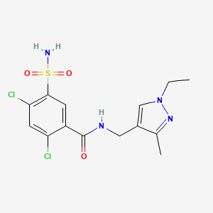 molecular formula C14H16Cl2N4O3S B4340855 5-(aminosulfonyl)-2,4-dichloro-N-[(1-ethyl-3-methyl-1H-pyrazol-4-yl)methyl]benzamide 