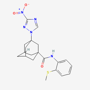 molecular formula C20H23N5O3S B4340872 N~1~-[2-(METHYLSULFANYL)PHENYL]-3-(3-NITRO-1H-1,2,4-TRIAZOL-1-YL)-1-ADAMANTANECARBOXAMIDE 