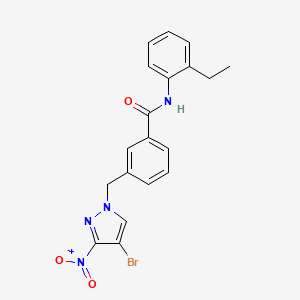 molecular formula C19H17BrN4O3 B4340875 3-[(4-bromo-3-nitro-1H-pyrazol-1-yl)methyl]-N-(2-ethylphenyl)benzamide 