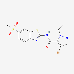 molecular formula C14H13BrN4O3S2 B4340883 4-bromo-1-ethyl-N-[6-(methylsulfonyl)-1,3-benzothiazol-2-yl]-1H-pyrazole-5-carboxamide 