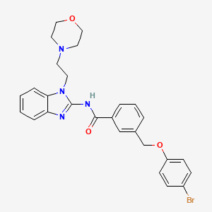 molecular formula C27H27BrN4O3 B4340969 3-[(4-bromophenoxy)methyl]-N-{1-[2-(4-morpholinyl)ethyl]-1H-benzimidazol-2-yl}benzamide 