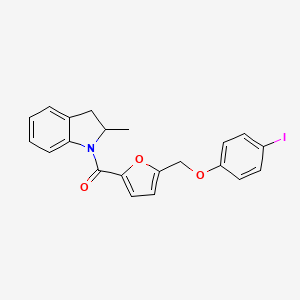 molecular formula C21H18INO3 B4341021 {5-[(4-IODOPHENOXY)METHYL]-2-FURYL}(2-METHYL-2,3-DIHYDRO-1H-INDOL-1-YL)METHANONE 