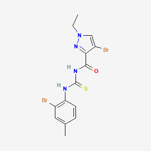 molecular formula C14H14Br2N4OS B4341043 N-[(4-bromo-1-ethyl-1H-pyrazol-3-yl)carbonyl]-N'-(2-bromo-4-methylphenyl)thiourea 