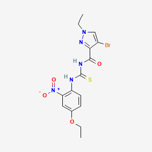 molecular formula C15H16BrN5O4S B4341050 N-[(4-BROMO-1-ETHYL-1H-PYRAZOL-3-YL)CARBONYL]-N'-(4-ETHOXY-2-NITROPHENYL)THIOUREA 