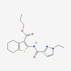 molecular formula C18H23N3O3S B4341070 propyl 2-{[(1-ethyl-1H-pyrazol-3-yl)carbonyl]amino}-4,5,6,7-tetrahydro-1-benzothiophene-3-carboxylate 