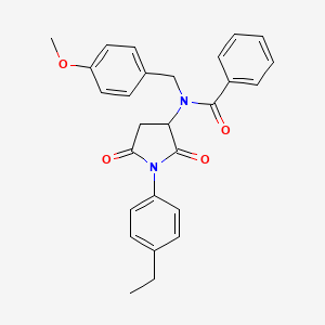 molecular formula C27H26N2O4 B4341102 N~1~-[1-(4-ETHYLPHENYL)-2,5-DIOXOTETRAHYDRO-1H-PYRROL-3-YL]-N~1~-(4-METHOXYBENZYL)BENZAMIDE 