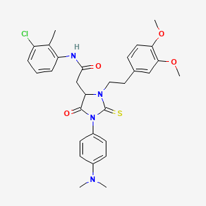 N-(3-CHLORO-2-METHYLPHENYL)-2-{3-(3,4-DIMETHOXYPHENETHYL)-1-[4-(DIMETHYLAMINO)PHENYL]-5-OXO-2-THIOXO-4-IMIDAZOLIDINYL}ACETAMIDE