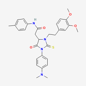 molecular formula C30H34N4O4S B4341116 2-{3-[2-(3,4-dimethoxyphenyl)ethyl]-1-[4-(dimethylamino)phenyl]-5-oxo-2-thioxo-4-imidazolidinyl}-N-(4-methylphenyl)acetamide 