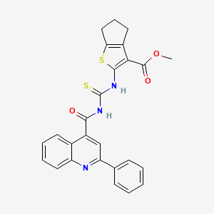 molecular formula C26H21N3O3S2 B4341160 METHYL 2-[({[(2-PHENYL-4-QUINOLYL)CARBONYL]AMINO}CARBOTHIOYL)AMINO]-5,6-DIHYDRO-4H-CYCLOPENTA[B]THIOPHENE-3-CARBOXYLATE 