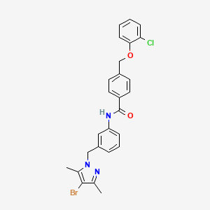 molecular formula C26H23BrClN3O2 B4341217 N-{3-[(4-bromo-3,5-dimethyl-1H-pyrazol-1-yl)methyl]phenyl}-4-[(2-chlorophenoxy)methyl]benzamide 