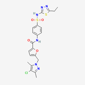 molecular formula C21H21ClN6O4S2 B4341223 5-[(4-chloro-3,5-dimethyl-1H-pyrazol-1-yl)methyl]-N-(4-{[(5-ethyl-1,3,4-thiadiazol-2-yl)amino]sulfonyl}phenyl)-2-furamide 