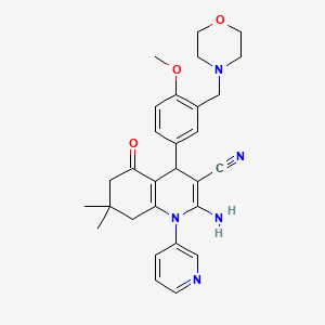 2-AMINO-4-[4-METHOXY-3-(MORPHOLINOMETHYL)PHENYL]-7,7-DIMETHYL-5-OXO-1-(3-PYRIDYL)-1,4,5,6,7,8-HEXAHYDRO-3-QUINOLINECARBONITRILE