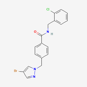 molecular formula C18H15BrClN3O B4341442 4-[(4-bromo-1H-pyrazol-1-yl)methyl]-N-(2-chlorobenzyl)benzamide 