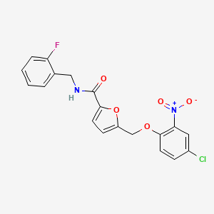 molecular formula C19H14ClFN2O5 B4341458 5-[(4-CHLORO-2-NITROPHENOXY)METHYL]-N~2~-(2-FLUOROBENZYL)-2-FURAMIDE 