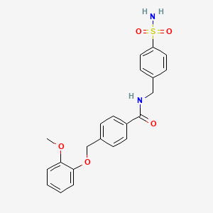 molecular formula C22H22N2O5S B4341465 N-[4-(aminosulfonyl)benzyl]-4-[(2-methoxyphenoxy)methyl]benzamide 