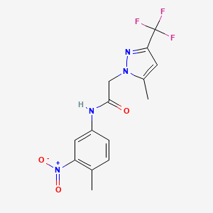 molecular formula C14H13F3N4O3 B4341491 N~1~-(4-METHYL-3-NITROPHENYL)-2-[5-METHYL-3-(TRIFLUOROMETHYL)-1H-PYRAZOL-1-YL]ACETAMIDE 