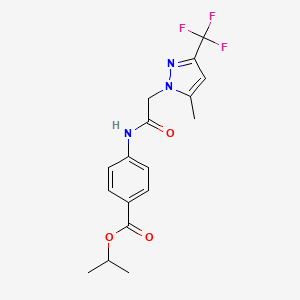 molecular formula C17H18F3N3O3 B4341498 isopropyl 4-({[5-methyl-3-(trifluoromethyl)-1H-pyrazol-1-yl]acetyl}amino)benzoate 