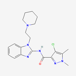 molecular formula C20H25ClN6O B4341515 4-CHLORO-1,5-DIMETHYL-N-[1-(2-PIPERIDINOETHYL)-1H-1,3-BENZIMIDAZOL-2-YL]-1H-PYRAZOLE-3-CARBOXAMIDE 