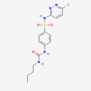 molecular formula C15H18ClN5O3S B4341521 4-{[(BUTYLAMINO)CARBONYL]AMINO}-N-(6-CHLORO-3-PYRIDAZINYL)-1-BENZENESULFONAMIDE 