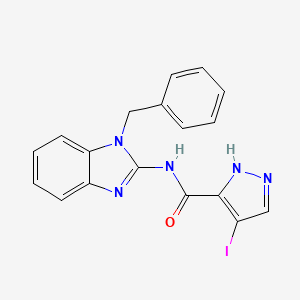 molecular formula C18H14IN5O B4341542 N-(1-BENZYL-1H-1,3-BENZIMIDAZOL-2-YL)-4-IODO-1H-PYRAZOLE-3-CARBOXAMIDE 