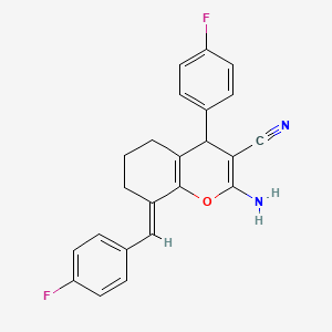 (8Z)-2-AMINO-4-(4-FLUOROPHENYL)-8-[(4-FLUOROPHENYL)METHYLIDENE]-5,6,7,8-TETRAHYDRO-4H-CHROMENE-3-CARBONITRILE