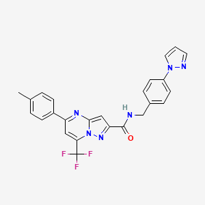 molecular formula C25H19F3N6O B4341600 5-(4-methylphenyl)-N-[4-(1H-pyrazol-1-yl)benzyl]-7-(trifluoromethyl)pyrazolo[1,5-a]pyrimidine-2-carboxamide 