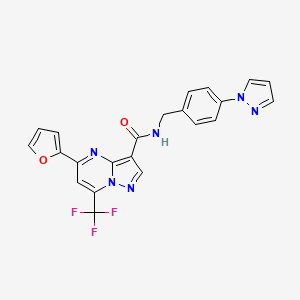 molecular formula C22H15F3N6O2 B4341602 5-(2-furyl)-N-[4-(1H-pyrazol-1-yl)benzyl]-7-(trifluoromethyl)pyrazolo[1,5-a]pyrimidine-3-carboxamide 