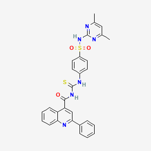 molecular formula C29H24N6O3S2 B4341634 N-(4,6-DIMETHYL-2-PYRIMIDINYL)-4-[({[(2-PHENYL-4-QUINOLYL)CARBONYL]AMINO}CARBOTHIOYL)AMINO]-1-BENZENESULFONAMIDE 