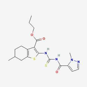 molecular formula C19H24N4O3S2 B4341635 propyl 6-methyl-2-[({[(1-methyl-1H-pyrazol-5-yl)carbonyl]amino}carbothioyl)amino]-4,5,6,7-tetrahydro-1-benzothiophene-3-carboxylate 