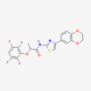 molecular formula C20H14F4N2O4S B4341648 N-[4-(2,3-dihydro-1,4-benzodioxin-6-yl)-1,3-thiazol-2-yl]-2-(2,3,5,6-tetrafluorophenoxy)propanamide 