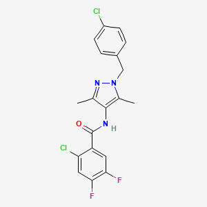 molecular formula C19H15Cl2F2N3O B4341656 2-CHLORO-N~1~-[1-(4-CHLOROBENZYL)-3,5-DIMETHYL-1H-PYRAZOL-4-YL]-4,5-DIFLUOROBENZAMIDE 