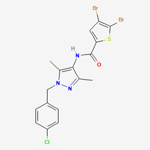 molecular formula C17H14Br2ClN3OS B4341691 4,5-dibromo-N-[1-(4-chlorobenzyl)-3,5-dimethyl-1H-pyrazol-4-yl]-2-thiophenecarboxamide 