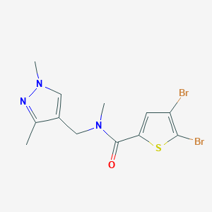 molecular formula C12H13Br2N3OS B4341707 4,5-dibromo-N-[(1,3-dimethyl-1H-pyrazol-4-yl)methyl]-N-methyl-2-thiophenecarboxamide 