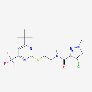 N-(2-{[4-(TERT-BUTYL)-6-(TRIFLUOROMETHYL)-2-PYRIMIDINYL]SULFANYL}ETHYL)-4-CHLORO-1-METHYL-1H-PYRAZOLE-3-CARBOXAMIDE