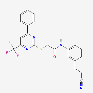 N-[3-(3-NITRILOPROPYL)PHENYL]-2-{[4-PHENYL-6-(TRIFLUOROMETHYL)-2-PYRIMIDINYL]SULFANYL}ACETAMIDE