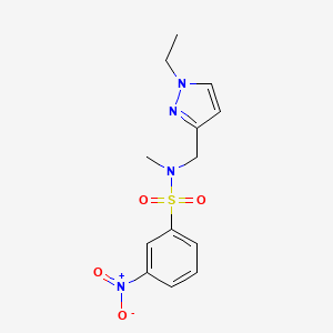 molecular formula C13H16N4O4S B4341814 N-[(1-ETHYL-1H-PYRAZOL-3-YL)METHYL]-N-METHYL-3-NITRO-1-BENZENESULFONAMIDE 