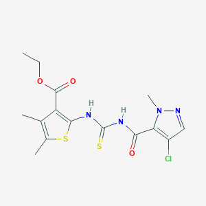 ETHYL 2-[({[(4-CHLORO-1-METHYL-1H-PYRAZOL-5-YL)CARBONYL]AMINO}CARBOTHIOYL)AMINO]-4,5-DIMETHYL-3-THIOPHENECARBOXYLATE